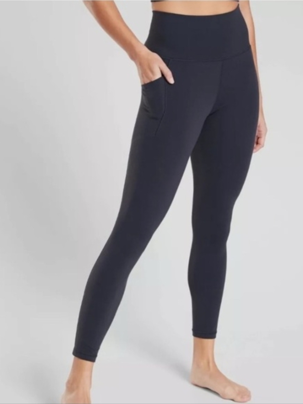 Athleta Chaturanga 7/8 Ribbed High-Rise Leggings - Charcoal Gray-Blue, Size 3X